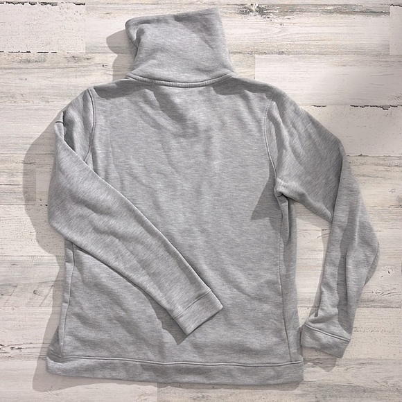 Nike Dri-Fit Cowl Neck Grey Athletic Sweatshirt with Pockets - Picture 2 of 5